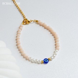 Handcrafted Evil Eye Crystal Beads Bracelet Handmade in Bali